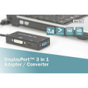 DIGITUS DisplayPort 3in1 Adapt/ Converter - DP-HDMI+DVI+VGA 20cm