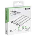 1x2 Belkin USB-C/USB-A PVC Cable 1m, 2Pack white  CAB001bt1MWH2PK