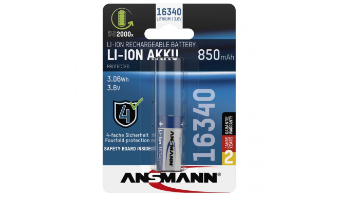 Ansmann 16340 Li-Ion Akku 850mAh 3,6V Standard Version  1300-0017