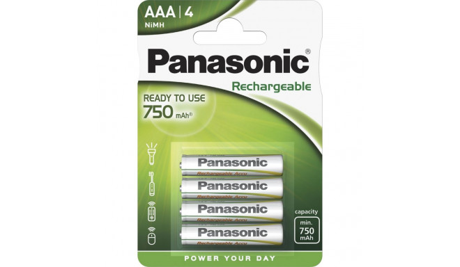 1x4 Panasonic Accu NiMH Micro AAA 750 mAh Rechargeable Evolta