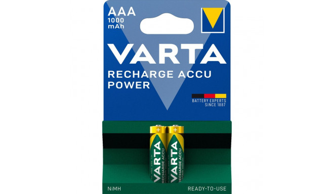 1x2 Varta Rechargeable Accu AAA Ready2Use NiMH 1000 mAh Micro