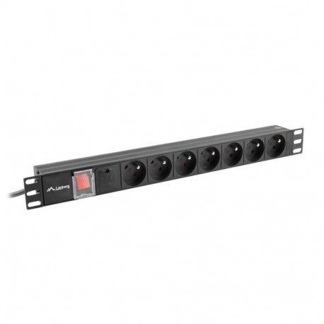 POWER DISTRIBUTION UNIT (PDU) 19" LANBERG 1U 16A 2M 7X FRENCH OUTLETS BLACK