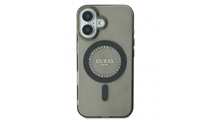 Guess GUHMP16SPFTDTEK iPhone 16 6.1" must kõvakaaneline IML kivikestega MagSafe