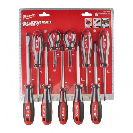 MILWAUKEE SCREWDRIVERS SET 10 pcs. (PH&PZ&SL)