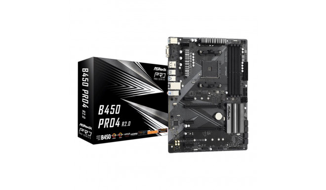 ASRock | B450 PRO4 R2.0 | Protsessoripere AMD | Protsessoripesa AM4 | DDR4 | Toetatud kõvaketta liid