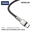 Jellico B8 Nailonpeaga Tsink Sulami Ühendus USB-C kuni USB-C Andmete ja PD Kiire 66W Laadimiskaabel 