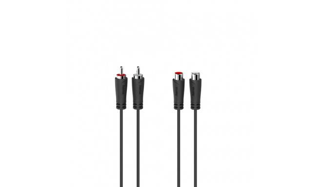 Hama 00205259 Audio Extension Cable, 2 RCA Plugs - 2 RCA Sockets 1.5m