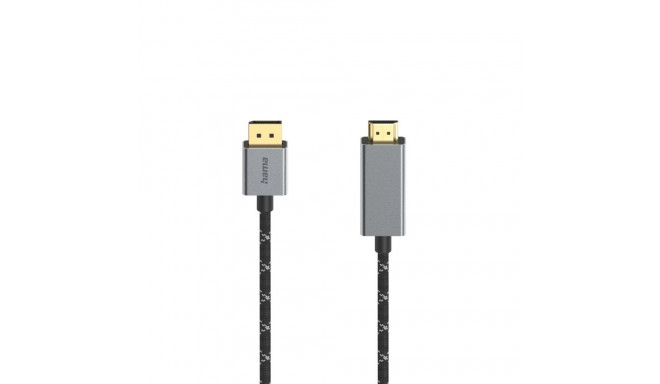 Hama 00200506 Video Cable, DisplayPort Plug - HDMI Plug, Ultra-HD 4K@60Hz 1.5m