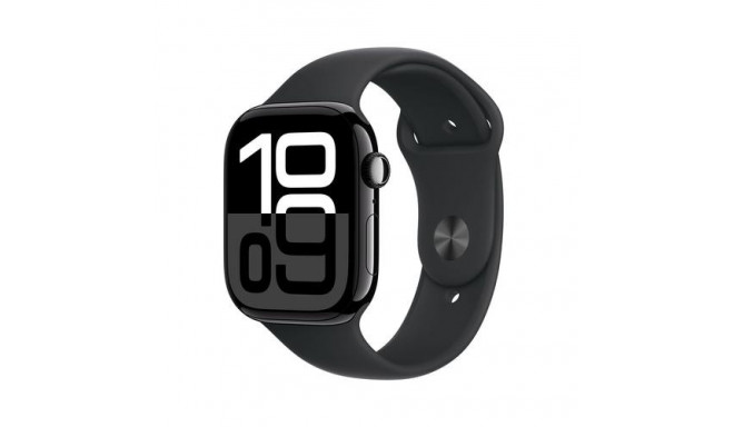 Apple Watch Series 10 GPS + Cellular 46mm Jet Black Aluminium Case with Black Sport Band - M/L