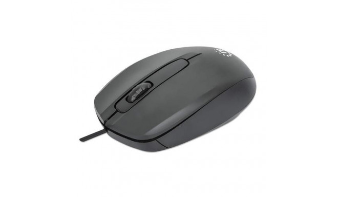 Manhattan Comfort II USB Wired Mouse, Black, 1000dpi, USB-A, Optical, Ambidextrous, Portable/Compact