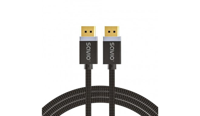 Savio DisplayPort cable 1 m Black CL-165 White