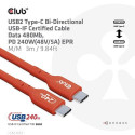 CLUB3D USB2 Type-C Bi-Directional USB-IF Certified Cable Data 480Mb, PD 240W(48V/5A) EPR M/M 3m / 9.