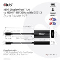 CLUB3D Mini DisplayPort 1.4 to HDMI 4K120Hz with DSC1.2 Active Adapter M/F