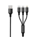 2GO 797154 USB cable 3 m USB B USB C/Micro-USB B/Lightning Black