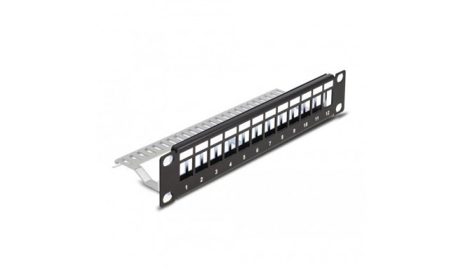 DeLOCK 10″ Keystone Patch Panel 12 port with strain relief 1U black