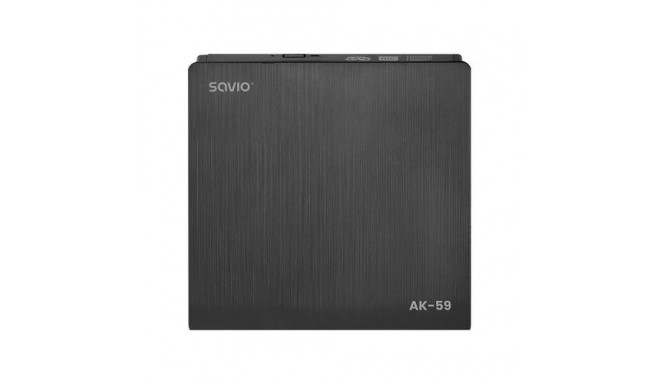 Savio AK-59 External slim CD/DVD Recorder R/RW - USB-C/USB-A black optical disc drive DVD±RW