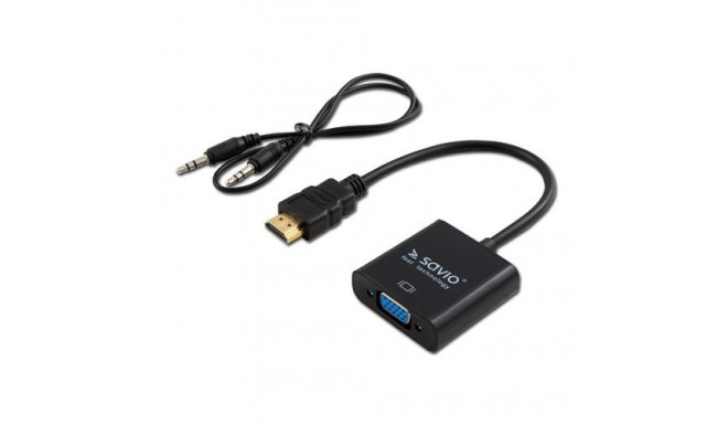 Savio CL-23/B video cable adapter 0.5 m VGA (D-Sub) HDMI Type A (Standard) Black