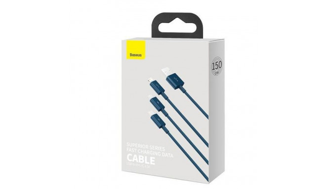 Baseus CAMLTYS-03 USB cable 1.5 m USB A USB C/Micro-USB B/Lightning Blue