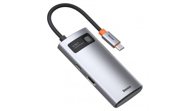 Baseus Metal Gleam Series 4-in-1 USB-C Hub mobile device dock station Tablet/Smartphone Silver