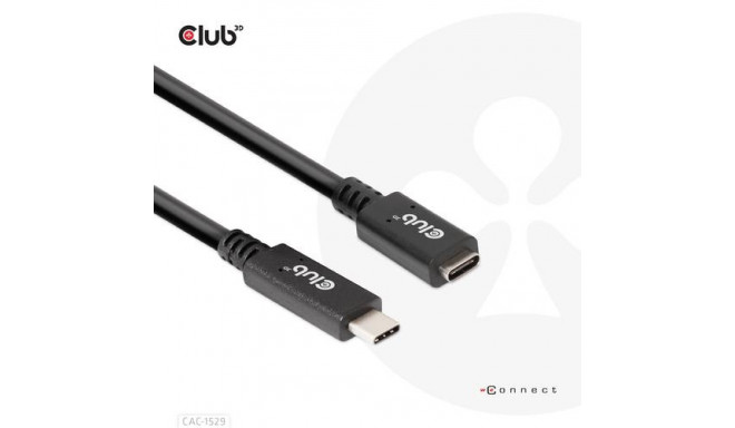 CLUB3D USB Gen1 Type-C Extension Cable 5Gbps 60W(20V/3A) 4K60Hz M/F 2m/6.56ft