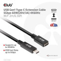 CLUB3D USB Gen1 Type-C Extension Cable 5Gbps 60W(20V/3A) 4K60Hz M/F 2m/6.56ft