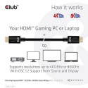 CLUB3D Ultra High Speed HDMI 4K120Hz, 8K60Hz Certified Cable 48Gbps M/M 1 m/3.28 ft