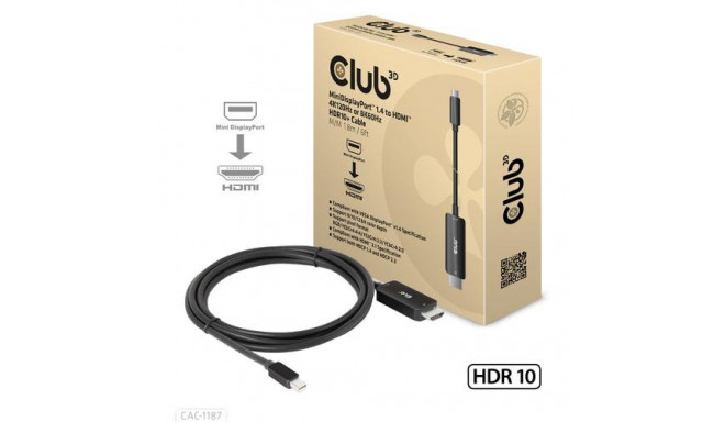 CLUB3D MiniDisplayPort 1.4 to HDMI 4K120Hz or 8K60Hz HDR10+ Cable M/M 1.8m / 6ft