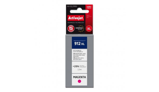 Activejet AH-912MRX ink for HP printers, Replacement HP 912XL 3YL82AE; Premium; 990 pages; purple