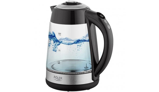 Adler AD 1285 electric kettle 1.7 L 2200 W Black, Steel, Transparent