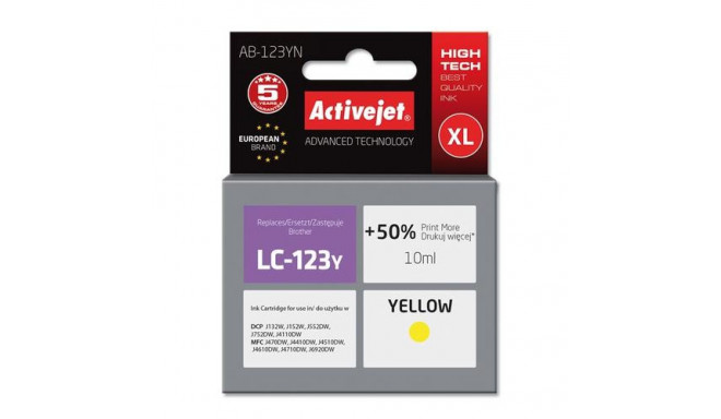 Activejet AB-123YN ink (replacement for Brother LC123Y/LC121Y; Supreme; 10 ml; yellow)