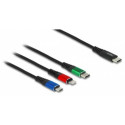 DeLOCK USB Charging Cable 3 in 1 USB Type-C™ to Lightning™ / Micro USB / USB Type-C™ 1 m