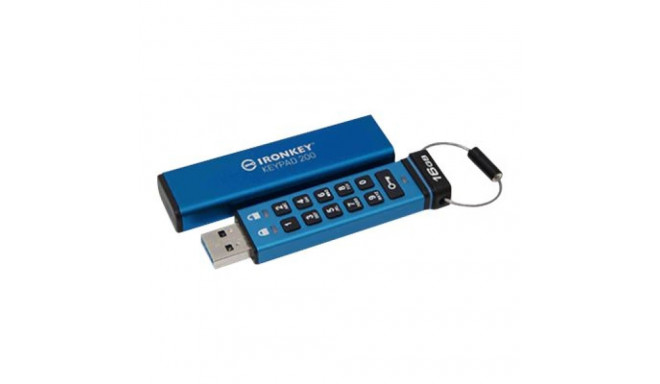 KINGSTON 16GB IronKey Keypad 200 FIPS 140-3 Lvl 3 Pending AES-256 Encrypted