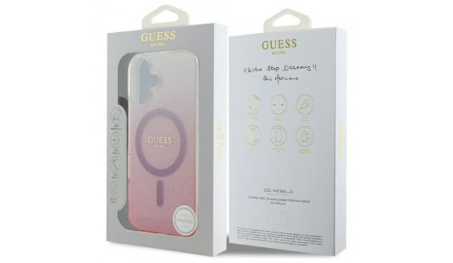Guess GUHMP16MHGRCELP iPhone 16 Plus 6.7" pink hardcase IML Glitter Gradient MagSafe