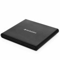 Verbatim External Slimline CD/DVD Burner USB-A + USB-A/USB-A to USB-C cable black/black 98938