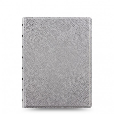 Kaustik Filofax A5 Saffiano Metallic hõbe spiraalköide, jooneline