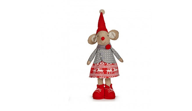 Decorative Figure Mouse Christmas 48 cm White Red Grey Cream