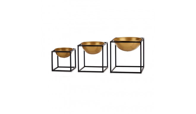 Set of bowls Black Golden Decoration 3 Pieces Metal