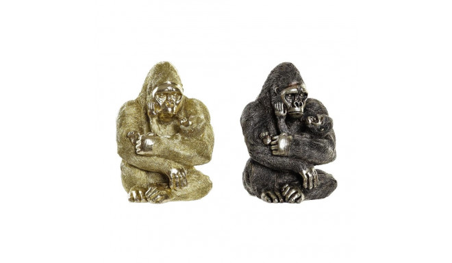 Dekoratīvās figūriņas DKD Home Decor 22 x 23,5 x 31 cm Sudrabains Bronza Koloniāls Gorilla (2 gb.)