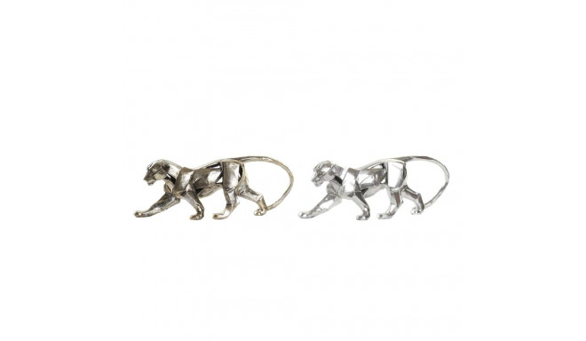 Decorative Figure DKD Home Decor 46,5 x 10 x 18 cm Silver Golden Panther (2 Units)