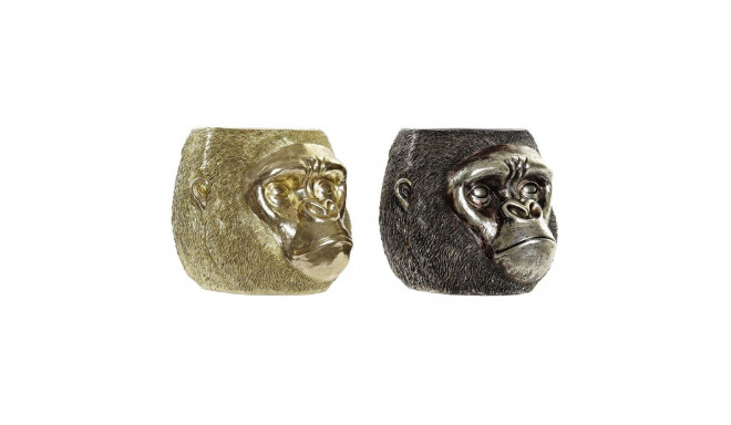 Decorative Figure DKD Home Decor 20 x 24,5 x 18,5 cm Silver Golden Colonial Gorilla (2 Units)