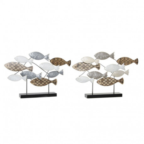 Decorative Figure DKD Home Decor 65,4 x 9,5 x 43 cm Black Blue Brown Spirals (2 Units)