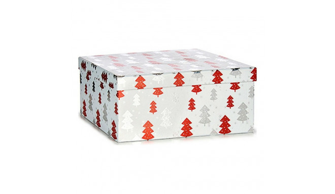 Set of decorative boxes Christmas Tree Christmas Red Silver White Cardboard