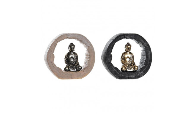 Decorative Figure DKD Home Decor Black Golden Buddha Oriental 20,8 x 6 x 18,5 cm (2 Units)