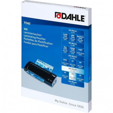 Lamineerimiskile A4 125mic, 100 kile pakis, läikiv, Dahle