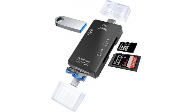 RoGer OTG USB-C/USB/microUSB Cardreader TF / SD + USB 2.0