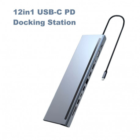 RoGer MST Docking Station 12in1 PD Docking Station for Laptop USB-C to HDMI / DisplayPort / VGA / US