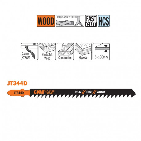 Tikksaelehed, 5 tk HCS 132x4x6 TPI (wood/straight/coarse)