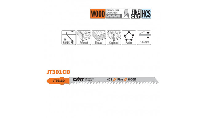 5 JIG SAW BLADES HCS 116x3x8TPI (WOOD/STRAIGHT/FINE)