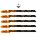 5 JIG SAW BLADES HCS 100x4x6TPI (WOOD/CURVE/RAW)