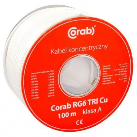 COAXIAL CABLE RG6 TRI Cu CORAB (100m rull) klass A